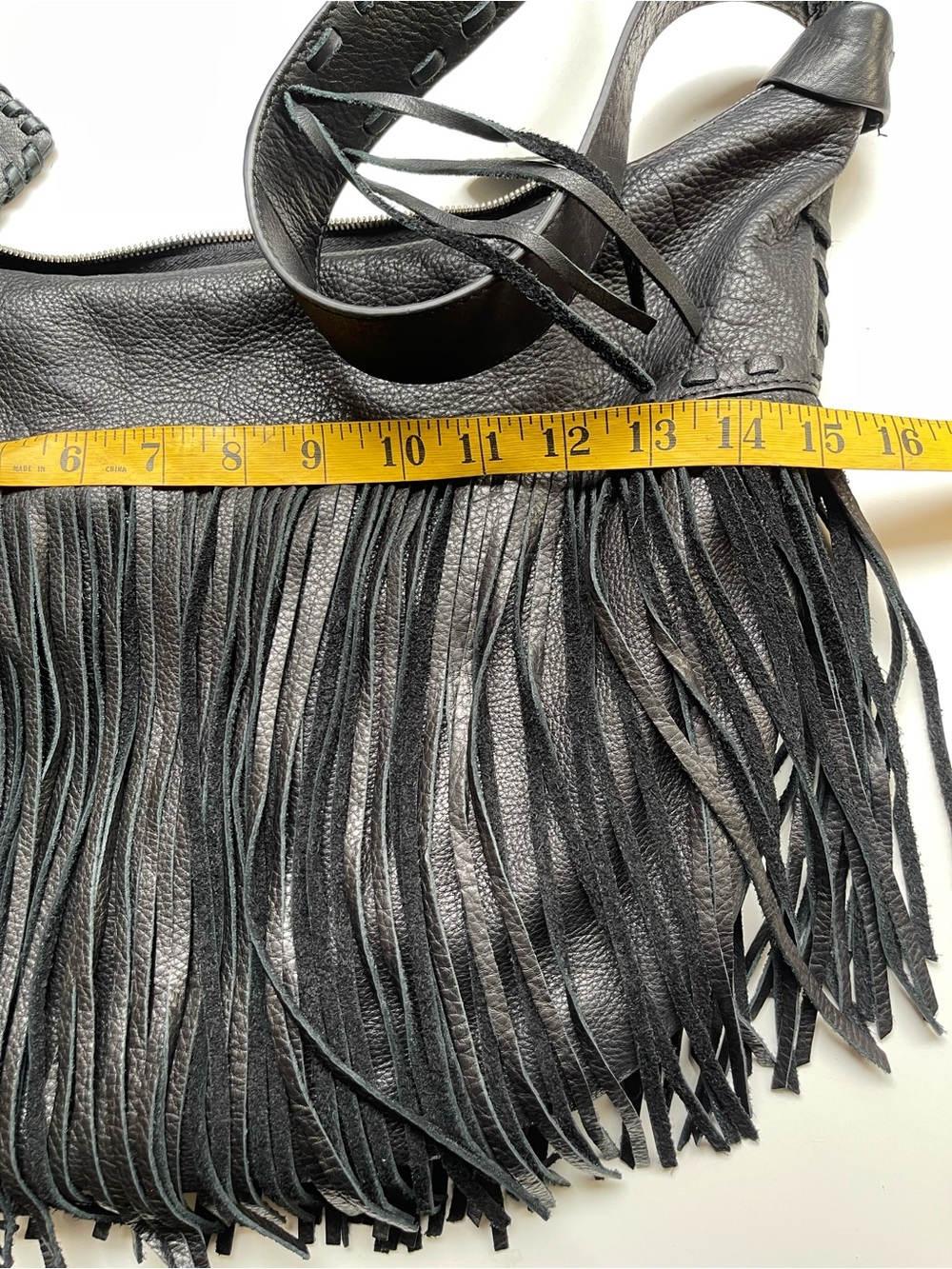 RRL Double RL Ralph Lauren Black Leather Western Fringe Hobo Shoulder Bag - Picture 10 of 14